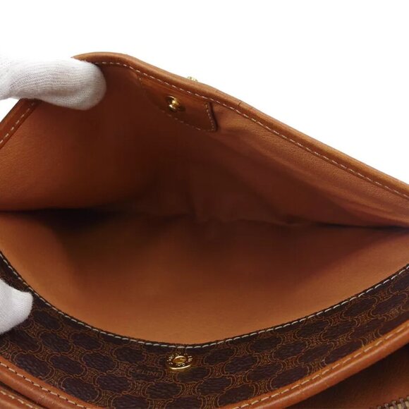 CELINE Clutch Bag Macadam Beige PVC ?~ Leather Authentic Used T19751 - Picture 7 of 9